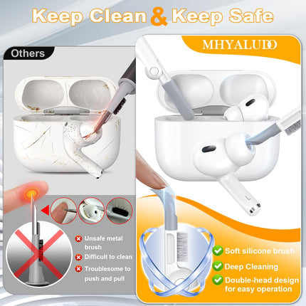 MHYALUDO Airpods Pro 2. põlvkonna ümbris turvalise lukuga, ühildub Airpods Pro 2./1. põlvkonna ümbristega, läbipaistev TPU, sõjaväeklassi löögikindel ümbris. Kollane