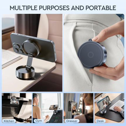 SAYHAY Vacuum Car Phone Holder Suction Cup for MagSafe Car Mount, [20x N52 Magnet] Car Phone Holder for Car Gym Shower, Car Phone Holder for iPhone 16 15 14 13 12 Pro Max Smartphone