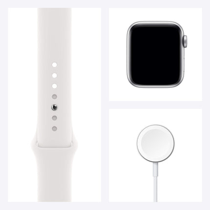 Apple Watch Series 6 (GPS + Cellular, 40MM) hõbedane roostevabast terasest korpus ja valge spordirihm (taastatud)