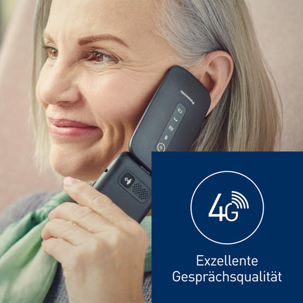 Panasonic KX-TU550EXC 4G Essentials karbikujuline mobiiltelefon seenioridele, 1,2 MP kaamera, seenioride telefon suure 2,8-tollise ekraaniga, 300 tundi ooteaega, sinine