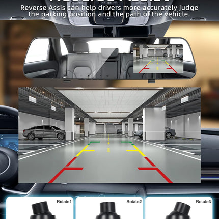 NHOPEEW Mirror Dash Cam with Rear View Camera - 4 Inch 1080P Front and Rear View Dual Cameras - Super Night Vision/Parking Assistance/Loop Recording/Parking Monitoring - Rear View Camera for Cars