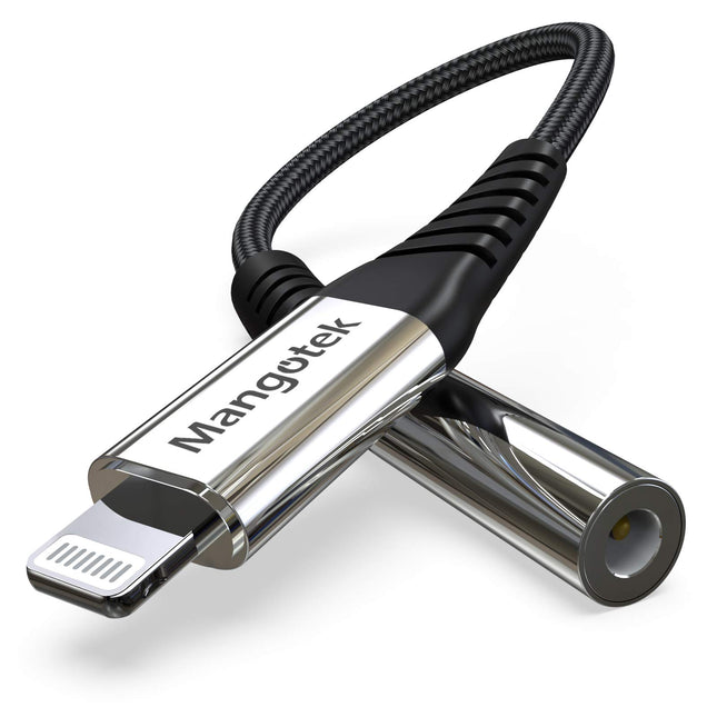 Mangotek iPhone'i kõrvaklappide adapter, läikiv ja punutud Lightning - 3,5 mm kõrvaklappide pesa adapter, audio dongle kõrvaklappide Aux-adapter Apple iPhone 12 Pro Max Mini 11 SE 7 8 Plus X XS XR jaoks