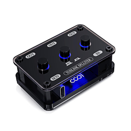 COOIDEA Toslinki jaotur 3:1 optilise audiokaabli adapter sõltumatute kanalilülititega, toetab 192 kHz / 24-bitist LPCM 2.0 DTS Dolby-AC3, ühildub PS3, TV, STB, Xboxiga, sisaldab optilist kaablit