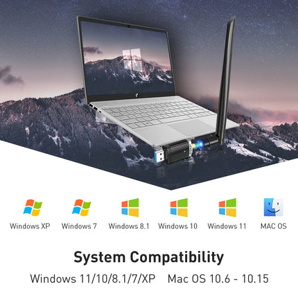 EDUP AC1300M WLAN-pulk USB 3.0 WLAN-adapter 6dBi eemaldatava antenniga 802.11 AC kahesageduslik (5 GHz 867 Mbit/s + 2,4 GHz 400 Mbit/s) võrguadapter, mis toetab WiFi leviala lauaarvutitele, sülearvutitele, Windowsile ja Mac OS-ile
