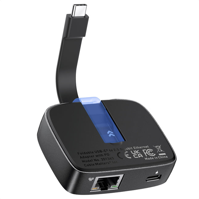 Cable Matters kaasaskantav USB C 2.5 gigabaidine Etherneti adapter 100W laadimisega (2.5g Ethernet USB C adapter) - ühildub MacBook Pro, iPad Pro, XPS ja Surface Pro seadmetega