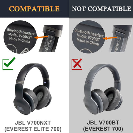 SOULWIT vahetuskõrvapadjad JBL Everest Elite 700 (mudel: V700NXT) kõrvaklappidele, kõrvapadjad ja pehmendused suure tihedusega mürasummutusvahuga, pehmem proteiinnahk - must