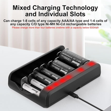 Universal Battery Charger, BONAI Battery Charger LED USB Intelligent Battery Charger Fast Smart Battery Charger for AA AAA CD NI-MH/NI-CD Rechargeable Batteries