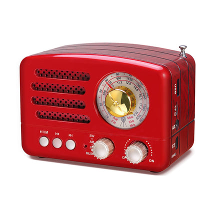 PRUNUS J-160 AM/FM/SW retroraadio Bluetoothiga, väike nostalgiaraadio 1800mAh akuga, väike köögiraadio, transistorraadio, toetab USB/TF/Aux funktsiooni. (Punane)