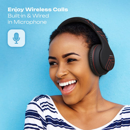 PowerLocus P6 Bluetooth kõrvaklapid, juhtmevabad kõrvaklapid superbassiga, 40-tunnine mänguaeg, mikrofon, häälassistent, passiivne mürasummutus iPhone'ile, Samsungile, iPadile, arvutile, sülearvutile, telerile (punane)