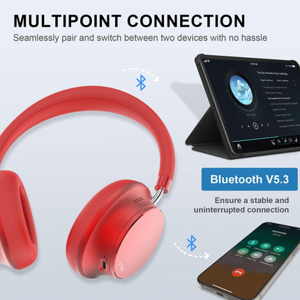 T-fun NC35 hübriidkõrvaklapid aktiivse mürasummutusega, juhtmevabad ruumilise heliga kõrvaklapid, läbipaistvusrežiim, Bluetooth 5.3, ekvalaiser rakenduse kaudu, 55 tundi mänguaega reisimiseks/tööks