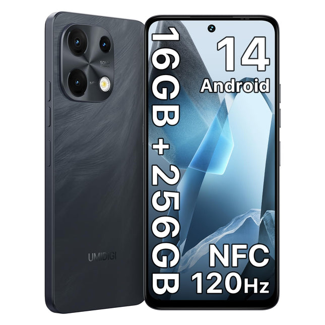 UMIDIGI Note 100 mobiiltelefon, Android 14 nutitelefon ilma lepinguta, 120Hz kaheksatuumaline protsessor, 16(8+8) GB + 256GB mobiiltelefon ilma lepinguta, 6,8 tolli, 50MP, näo- ja sõrmejäljelugeja, NFC, 5000mAh, GPS, kahe SIM-kaardiga nutitelefon