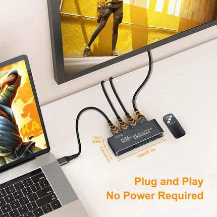 HDMI-lüliti 3 sisse 1 väljund 4K@120Hz HDMI-jaotur Automaatne 4K HDMI-jaotur kaugjuhtimispuldiga, HDMI-lüliti toetab 40Gbps Dolby HDCP2.3 3D HDR-i VR-i, Fire TV, Stick UHD TV, PS4, Xbox DVD, Blu-Ray jaoks