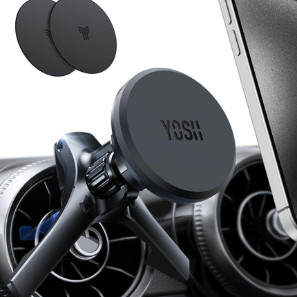 YOSH autotelefonihoidja magnetiga ümmarguse õhutusava jaoks, universaalne lisatarvik, mis ühildub Mercedes-Benz A/B/C/E/V-klassi, GLA/GLB/GLC/GLE/GLK/EQB/Sprinteriga, magnetiline autotelefonihoidja metallplaadiga