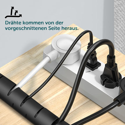 shinfly 2 x 3m Self-closing cable duct, diameter 22mm/28mm, flexible cable duct with 1 wire guide clip, cable protection cable management for TV computer - black