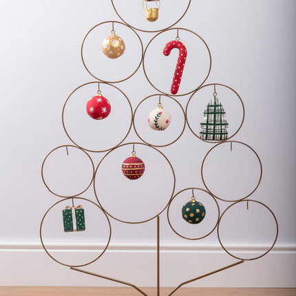 Iron Christmas tree, height 82 cm, 18 hooks, champagne, Xmas