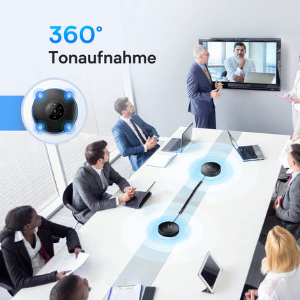 EMEET Bluetooth konverentsikõlarite komplekt - 2 kõlarit dongliga, konverentsikõlar mikrofoniga, 360° hääletuvastus/ühendatav, kõnede/konverentside/veebikoosolekute/tundide/kontori/kodukontori jaoks