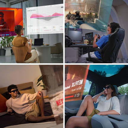 XREAL Air 2 AR-prillid, kantav ekraan kuni 330-tollise diagonaaliga ja terve päeva kestva 72 g kaaluga 120 Hz 1080P resolutsiooniga, ideaalne mängimiseks, voogedastuseks ja töötamiseks, parim alternatiiv telerile/projektorile/monitorile