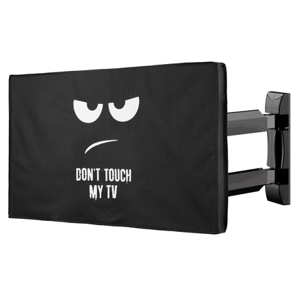 kwmobile compatible with 55" TV Outdoor TV Cover - TV Case Screen Protector - Weatherproof - White Black Don't Touch My TV