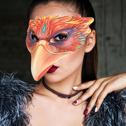 Abaodami halloweeni karnevali maskeraadi linnud loomad tule fööniks cosplay linnumask pika nokaga linnumask varesmask poolmask rekvisiidid pu ainulaadne