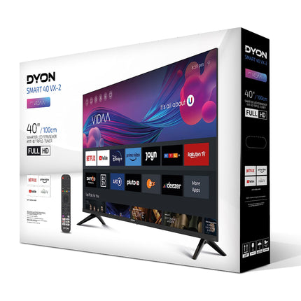 DYON Smart 40 VX-2-40-tolline (100 cm) Full HD nutiteler HD kolmekordse tuuneriga (DVB-C/-S2/-T2), App Store, Prime Video, Netflix, YouTube, DAZN, Disney+ ja hotellirežiim