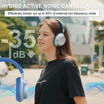 T-fun NC35 hübriidkõrvaklapid aktiivse mürasummutusega, juhtmevabad ruumilise heliga kõrvaklapid, läbipaistvusrežiim, Bluetooth 5.3, ekvalaiser rakenduse kaudu, 55 tundi mänguaega reisimiseks/tööks