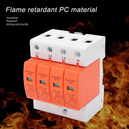PV ülepingekaitse AC 420V 20-40KA 4P DIN-rööpale kinnitatav piksekaitse pingekaitsepiiriku kaitse T2 ülepingepiirik fotogalvaanilise päikeseenergia ja toiteallika jaoks