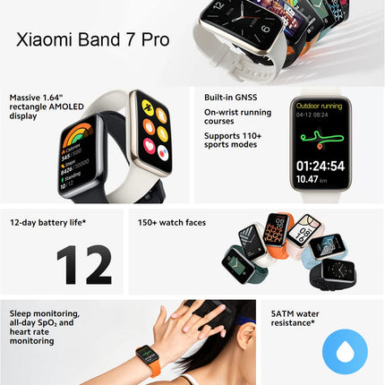 Xiaomi Band 7 Pro nutikell GPS-iga (globaalne versioon), tervise- ja fitness-aktiivsuse jälgija, kõrgresolutsiooniga AMOLED-ekraan, pulsisageduse ja õhurõhu jälgimine, 12-päevane aku tööiga, must