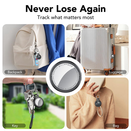 Smart Air Tracker Tag, Key Finder Compatible with Apple Find My App (iOS ONLY, Android Not Supported), Bluetooth Tracker for Luggage/Bags/Suitcases, Replaceable Black (4 Pack)