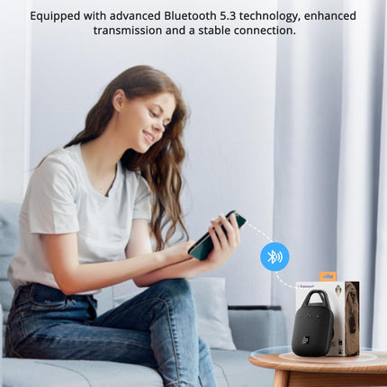 Tronsmart Mirtune H1 kaasaskantav Bluetooth-kõlar õue, 20 tundi mänguaega, vali heli ja võimas bass, sisseehitatud karabiin, IPX7, reguleeritav ekvalaiser, Bluetooth 5.3 (must)