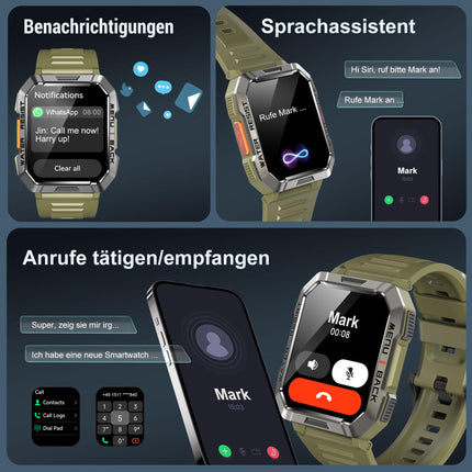 Blackview Smartwatch Men, Fitness Watch with Phone Function, Make/Receive Calls, Compass, IP68 Waterproof, Sports Watch with 100+ Sports Modes, Heart Rate Sleep Monitor, Pedometer, Watch for Android iOS