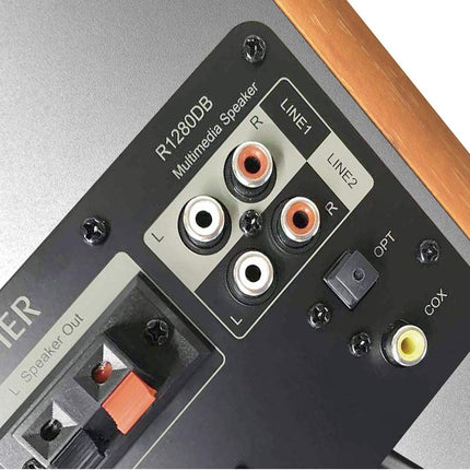 Edifier Studio R1280DB - 2.0 Bluetooth-kõlarisüsteem (42 vatti), raamaturiiuli kõlar infrapunapuldiga puiduvärvis