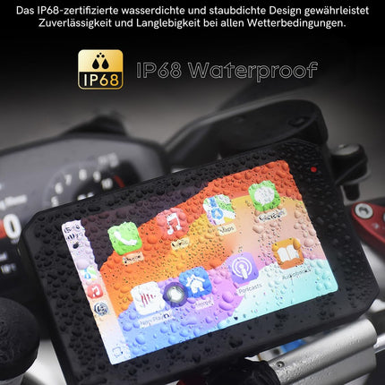 YolanAuto MT5 Motorcycle Smart Navigation System, 5-inch IPS 60Hz Screen with CarPlay &amp; Android Auto, Built-in GPS, IP68 Waterproof, Front/Rear Cameras Motorcycle Driving Recorder