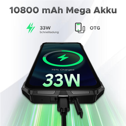 DOOGEE S118 PRO Outdoor Handy 5G, Dimensity 7050, 24GB +512GB,10800mAh/33W, 108MP+20MP Nachtsicht Outdoor Smartphone Ohne Vertrag android 14, 6.6”FHD+ 120Hz, Baustellenhandy,5G Dual SIM/WiFi 6/NFC/OTG