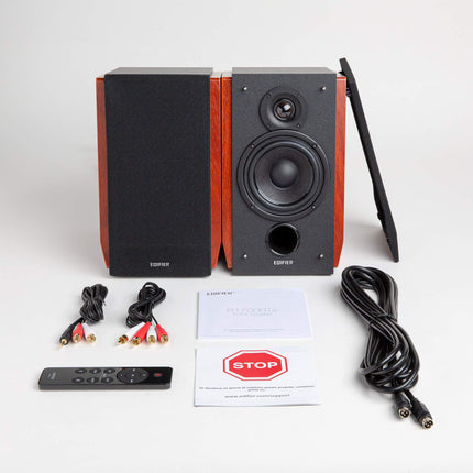 Edifier R1700BTs aktiivkõlarid - Bluetooth v5.0, 2.0 juhtmevabad lähivälja stuudiokõlarid - 66w RMS subwooferväljundiga - puidust korpus, pruun