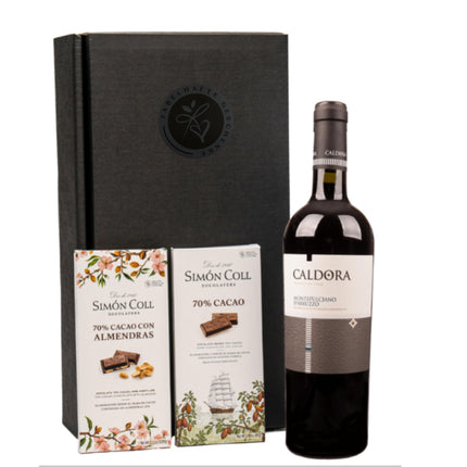 Kinkekomplekt Itaalia punasest veinist Montepulciano d'Abruzzo koos Simón Colli peene šokolaadiga