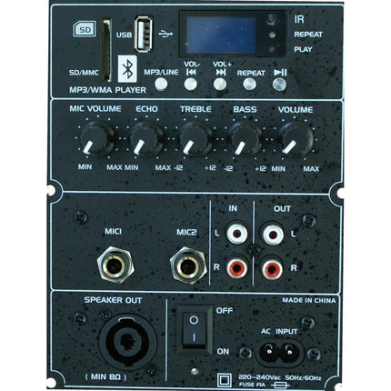 Ibiza - SLK8A-BT - Plug &amp; Play aktiivkõlar 8"/20cm, 300W integreeritud võimendiga - Bluetooth, USB, SD ja AUX - must