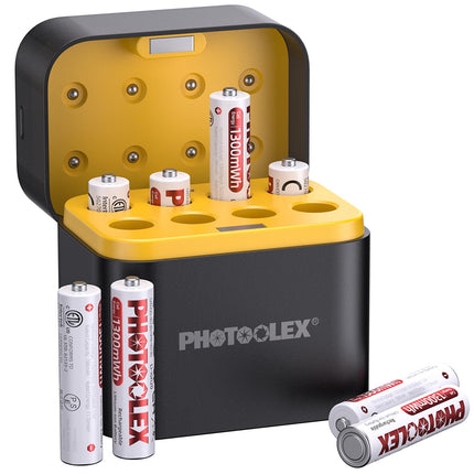 PHOTOOLEX AAA rechargeable lithium batteries 8 pieces with charger, 1300mWh high capacity 1.5V constant output voltage triple A Li-ion battery, 1600+ cycles AAA battery with quick charger