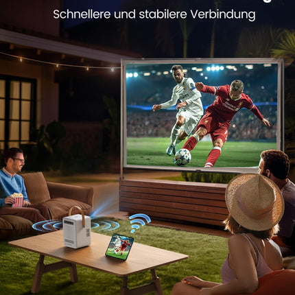 Miniprojektor【Sisseehitatud aku ja Android TV】 Toptro 1080P Full HD projektor kodukino elektrilise teravustamisega, 300 ANSI WiFi Bluetooth projektor õue, 50% suumiga väikeprojektor Netflixi/Prime Video/Dis+-iga