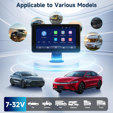 Hodozzy kaasaskantav autoraadio juhtmevaba Carplay Android Auto, 7-tolline puutetundliku ekraaniga autoraadio Bluetooth Hands-Free/Mirrorlink/Super Link/Hääljuhtimine/TF-kaart/AUX, auto multimeediamängija