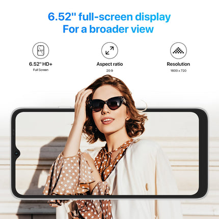 UMIDIGI C1 Max Android 12 odav nutitelefon ilma lepinguta, 5150 mAh aku C-tüüpi ühendusega, 6,52-tolline HD+ ekraan, 50 MP kaamera, 6+ 128 GB (laiendatav kuni 256 GB) kahe SIM-kaardiga mobiiltelefon seenioridele, lastele, ettevõtetele