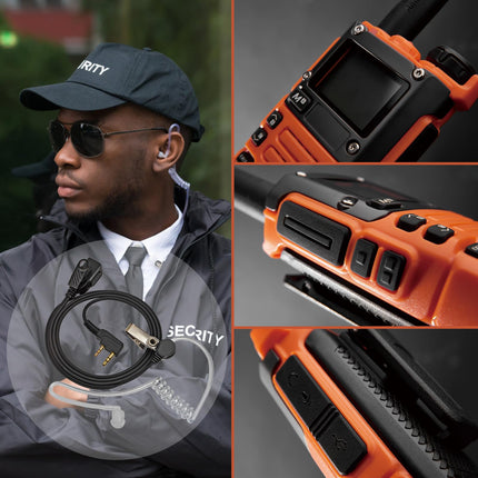 HYS Quansheng UV-K5(8) 5W kahe sagedusalaga raadiosaatja UV-K6(oranž) kõneraadio, laetavate akude ja VHF UHF kahesuunalise raadiosaatja kuulariga, läbipaistva helitoruga ja kõrvatroppidega