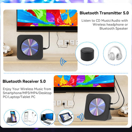 Gueray DVD-mängija telerile, kõikide piirkondade tasuta lauaarvuti DVD/CD-mängija koju, Bluetooth-kõlaritega, ekraaniga, äratuskellaga, FM-raadioga ja CD-mängijaga, USB-kaardi taasesitusega, kaasas kaugjuhtimispult, HDMI-kaabel