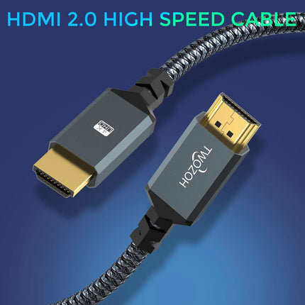 Twozoh 4K HDMI-kaabel 10M, kiire 60Hz 18Gbps punutud HDMI-HDMI 2.0 kaabel, mis ühildub PS5, PS3, PS4, arvuti, projektori, 4K UHD teleri/HDTV ja Xboxiga