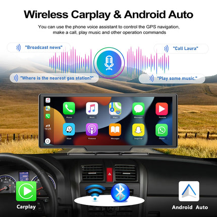 Digitaalne meediavastuvõtja, juhtmevaba CarPlay, Android Auto, hääljuhtimisega, 10,26-tolline puuteekraan GPS-navigatsiooni/Bluetoothi/FM-i/hääljuhtimise/HD-tagurduskaamera/AUX-i/32G SD-kaardi pesaga tahavaatekaamera