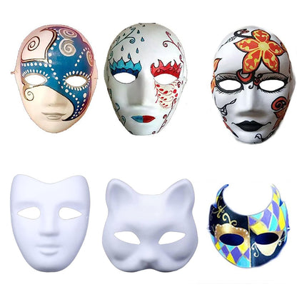12-osaline isetehtud valge pabermask, maskiballi peomask, värvitavad pabermaskid, valged ja värvimata, isiksuse, loomingulise disaini, karnevali, rollimängu ja cosplay jaoks