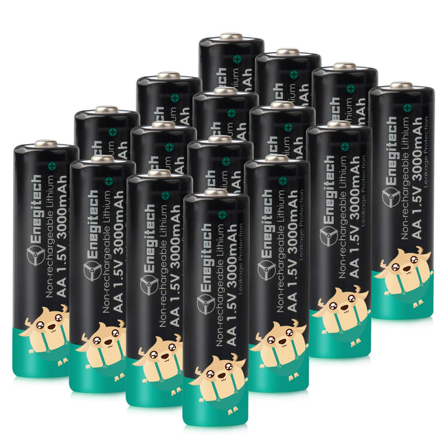 Enegitech liitiumaku AA, 1,5 V 3000 mAh FR6 ühekordsed patareid nutika luku, vingugaasi detektori, juhtmevaba ilmajaama ja välisanduri jaoks (AA 16 tk pakendis)