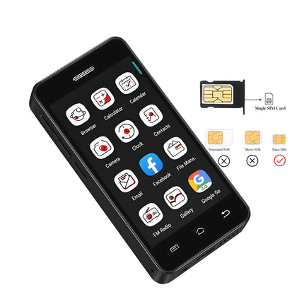 Hipipooo väike telefon, 3G minitelefon, toetab Nano SIM-kaarti, 2,5 tolli, 950 mAh, Android 8.1, lastetelefon, 2 GB + 16 GB (3G-must)