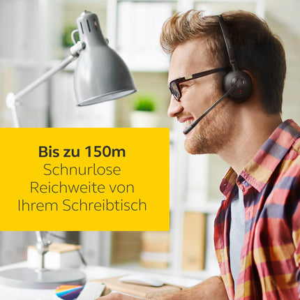 Jabra Engage 65 SE juhtmevaba stereopeakomplekt professionaalseteks kõnedeks, DECT-turvalisus, 13-tunnine aku, terve päeva kestev alus, toiteadapter, USB-C-kaabel, koosolekurakenduse ühilduvus