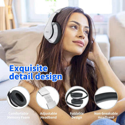 Uliptz Bluetooth-kõrvaklapid, 65 tundi mänguaega juhtmevabad kõrvaklapid 6 ekvalaiseri režiimiga, HiFi stereo kokkupandavad Bluetooth 5.3 juhtmevabad kõrvaklapid reisimiseks/kontorisse/mobiiltelefoni/arvuti jaoks (hõbedased)
