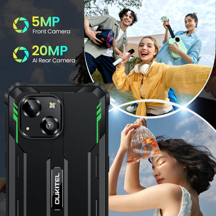 OUKITEL WP32 PRO Outdoor Smartphone Android 14, 24(6+18) GB RAM + 256GB ROM/1TB Outdoor Mobile Phone Without Contract, 6300mAh, 20MP Camera, 6.0” HD, IP68 Waterproof Construction Site Phone, Dual 4G SIM/NFC/OTG/Face ID